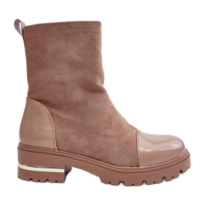 PS1 Läder Classic Flat Boots Beige Shendete