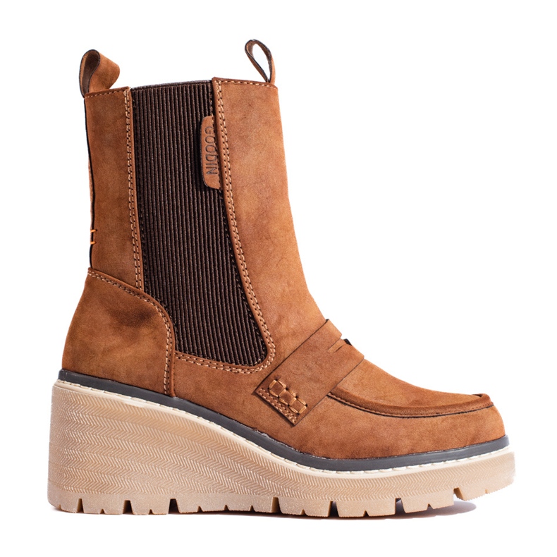 Shelovet ankelstövlar i brun mocka