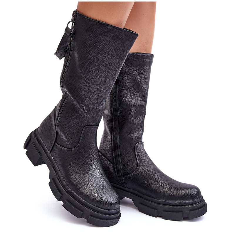 PS1 Mid-Calf Boots Black Lizames svart