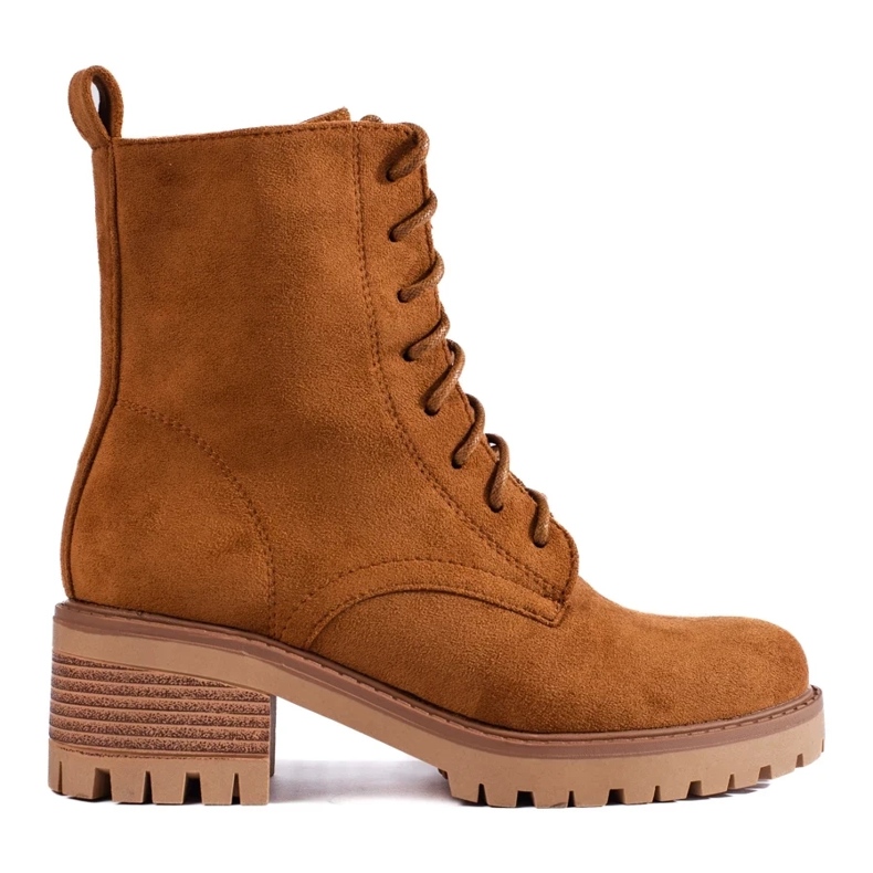 Shelovet bruna ankelstövlar med snörning för kvinnor