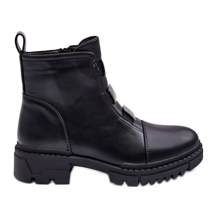 PS1 Svarta Azulenn Läder Flat Boots