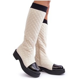 PS1 Beige Amalfri Quilted Over-the-Knee Flat Boots