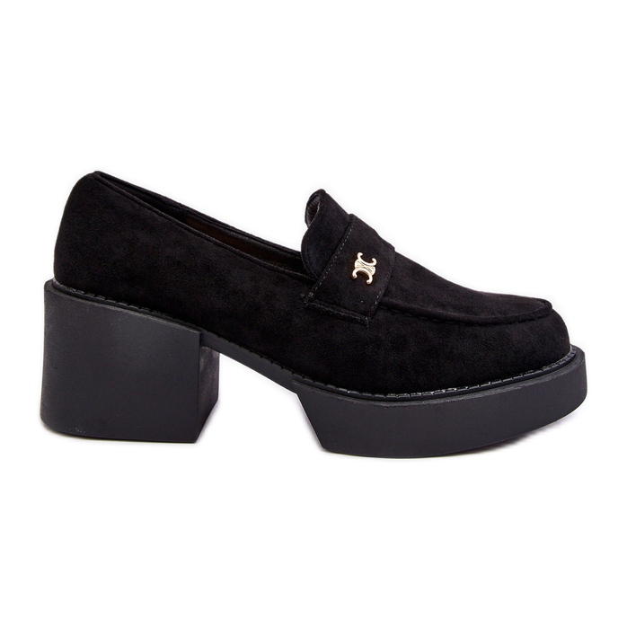 PS1 Svarta Afnira mockaskor med hög klack för kvinnor