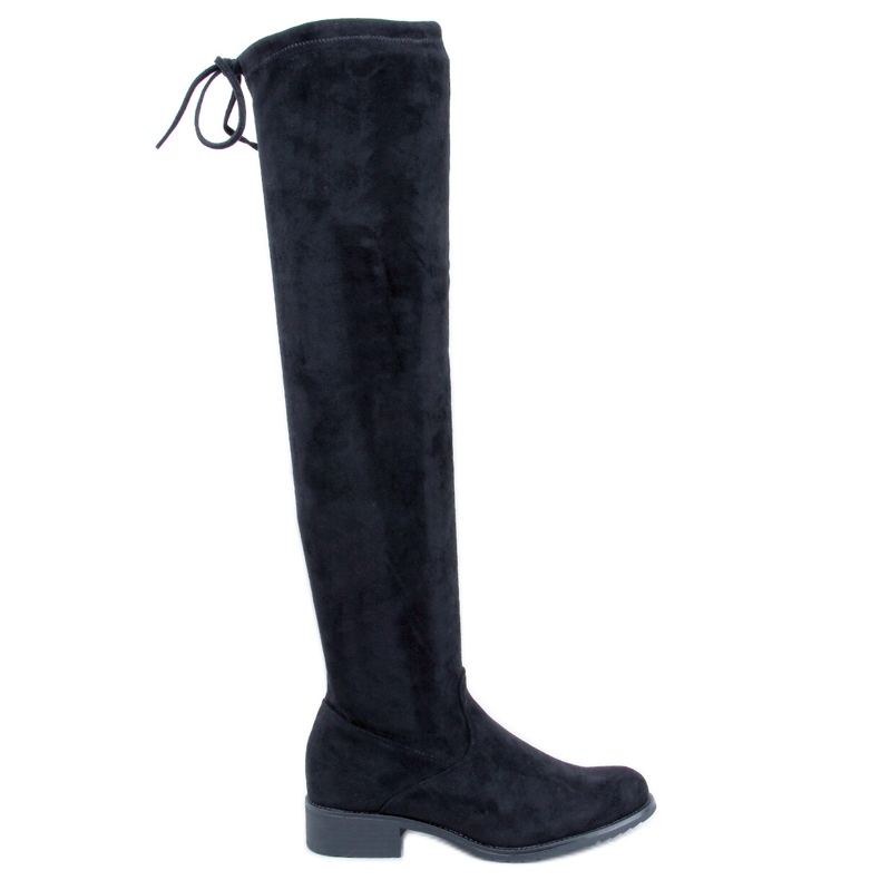 Meyers svarta stövlar över knäet i mocka