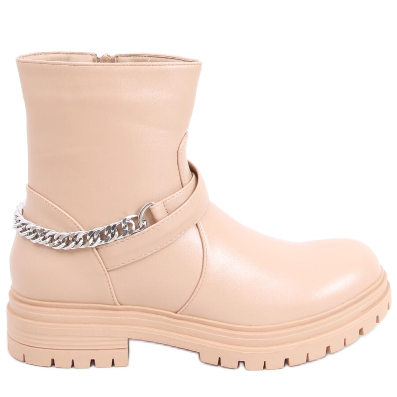 Cindy Nude ankelboots med kedja beige