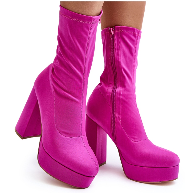 PH2 Högklackade ankelboots med dragkedja, Fuchsia Peculia rosa