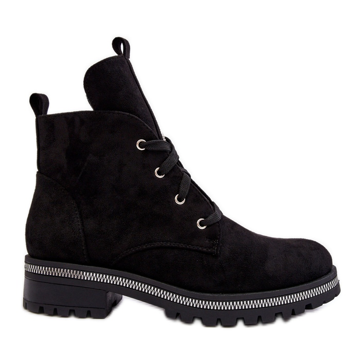 PS1 Ankelstövlar för kvinnor i mocka med svart Plesca-dekoration