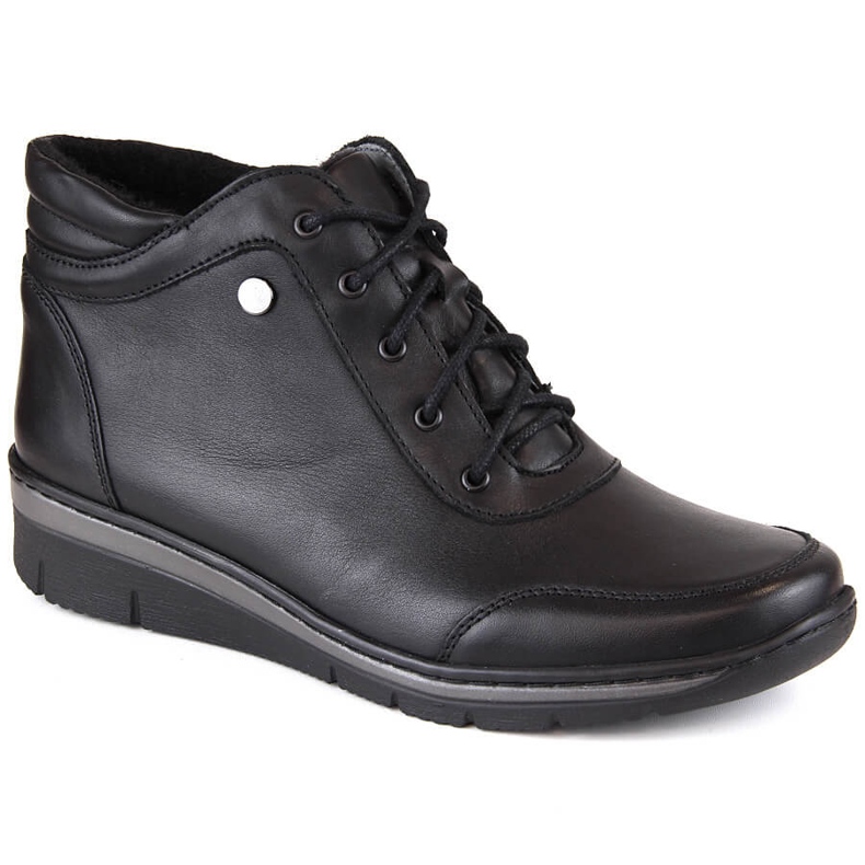 Bekväma, isolerade damstövlar i läder, svarta Helios 566