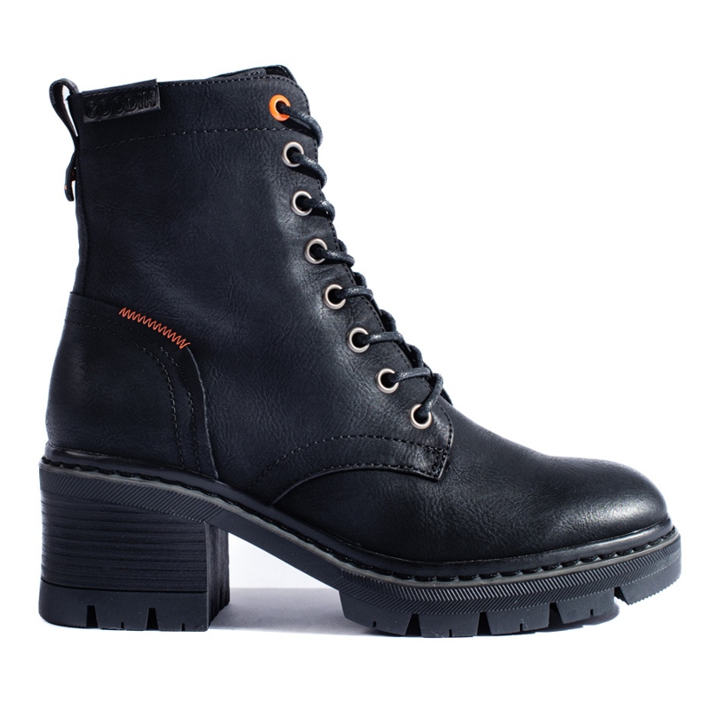 Svarta Shelovet stövletter med snörning och bred klack