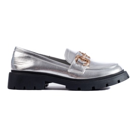 Shelovet silvermockasiner med tjock sula silver-