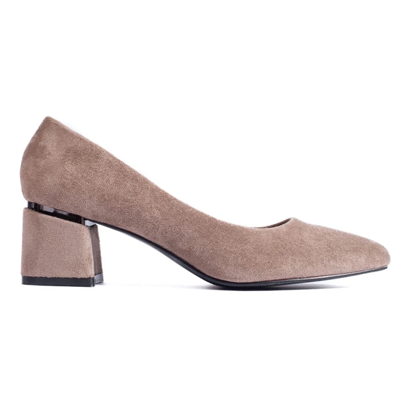 Lågklackade pumps i beige Shelovet mocka