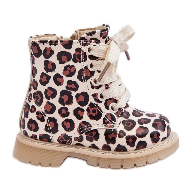 Isolerade barnstövlar med dragkedja, Beige och brun Dolida