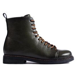 Vinceza mörkgröna damstövlar med snörning