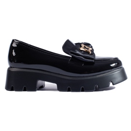 Svarta patent loafers med en Shelovet rosett