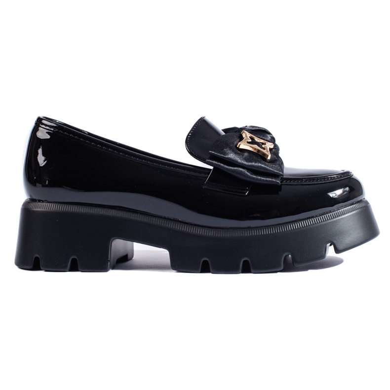 Svarta patent loafers med en Shelovet rosett