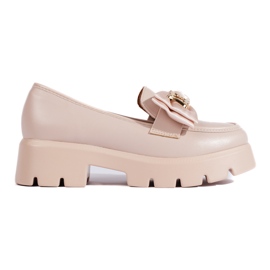 Shelovet pärl loafers med rosett beige