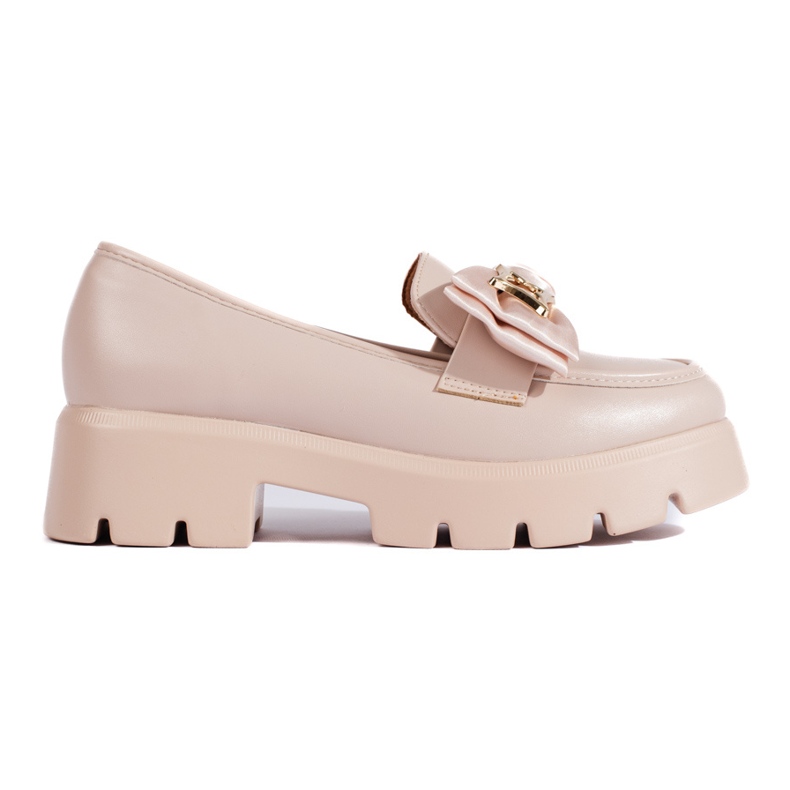 Shelovet pärl loafers med rosett beige