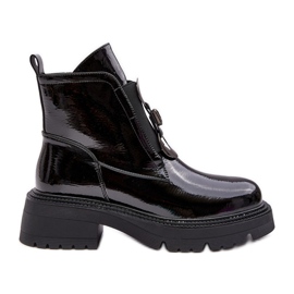 Patent damstövlar med dekoration, svart S.Barski MR870-53