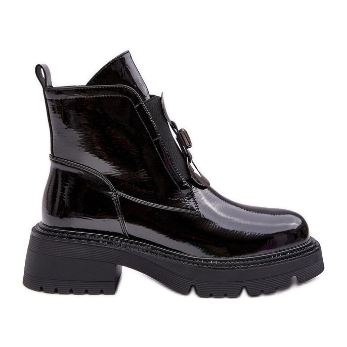 Patent damstövlar med dekoration, svart S.Barski MR870-53