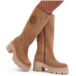 Lewski Shoes Knästövlar i mocka för dam Beige Lewski 3367