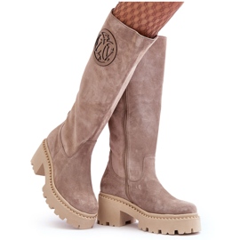 Lewski Shoes Knästövlar i mocka för kvinnor Mörkbeige Lewski 3367