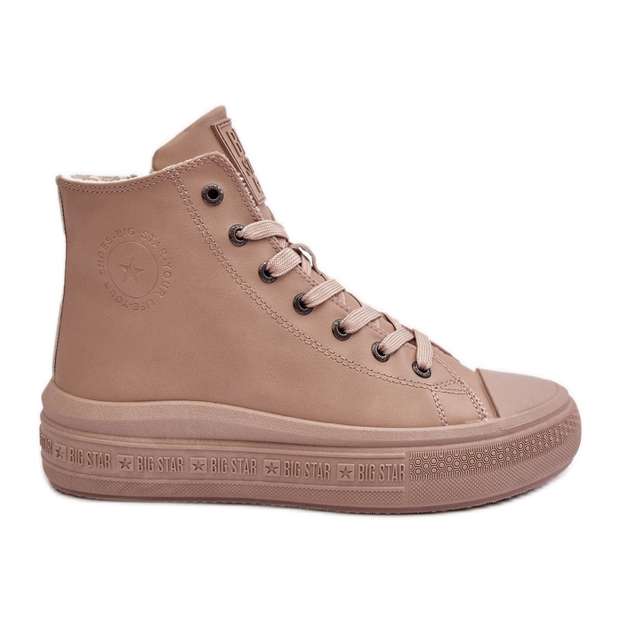 Sneakers med isolerad dragkedja för kvinnor Beige Big Star MM274022