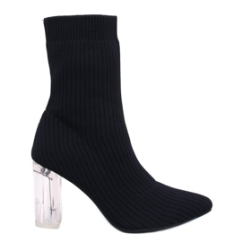 Destani Black sockboots med genomskinlig klack svart