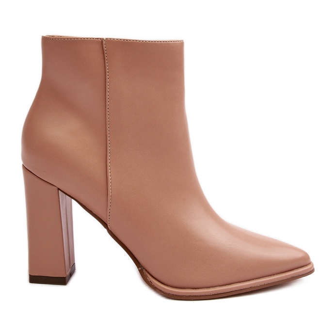 Beige Saitana ankelstövlar i läder för kvinnor på hög klack