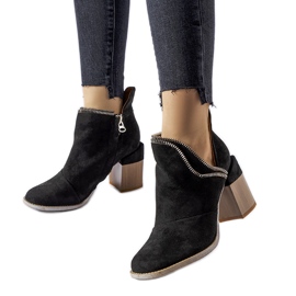 Svarta ankelboots på en dekorativ Odo-klack