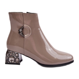 S.Barski Patentkängor för damer med dekorerade höga klackar D&amp;A MR870-93 Grå beige