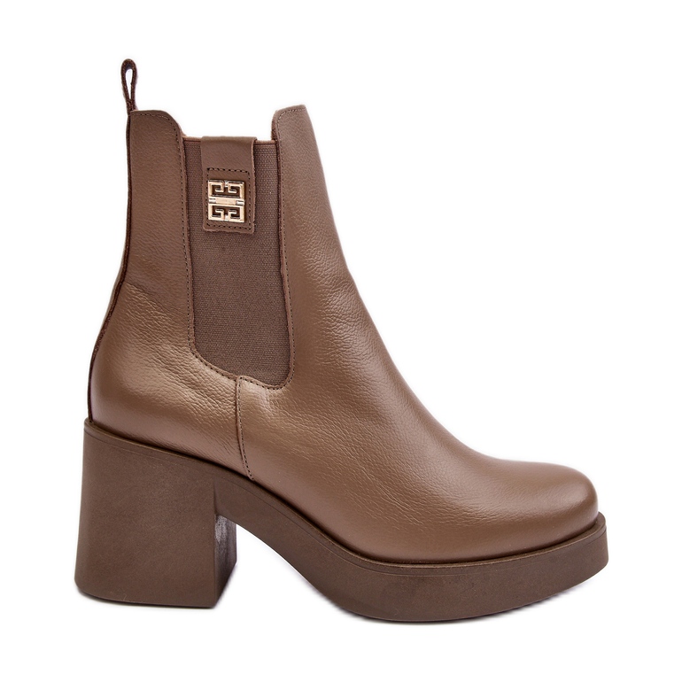 Lemar högklackade läderstövlar för kvinnor Brun Kodra