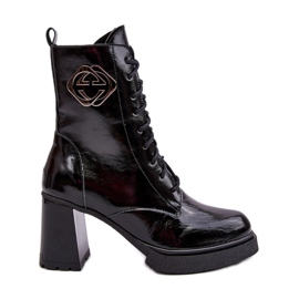 Höga ankelstövlar i läder för kvinnor Svart Lemar Danel