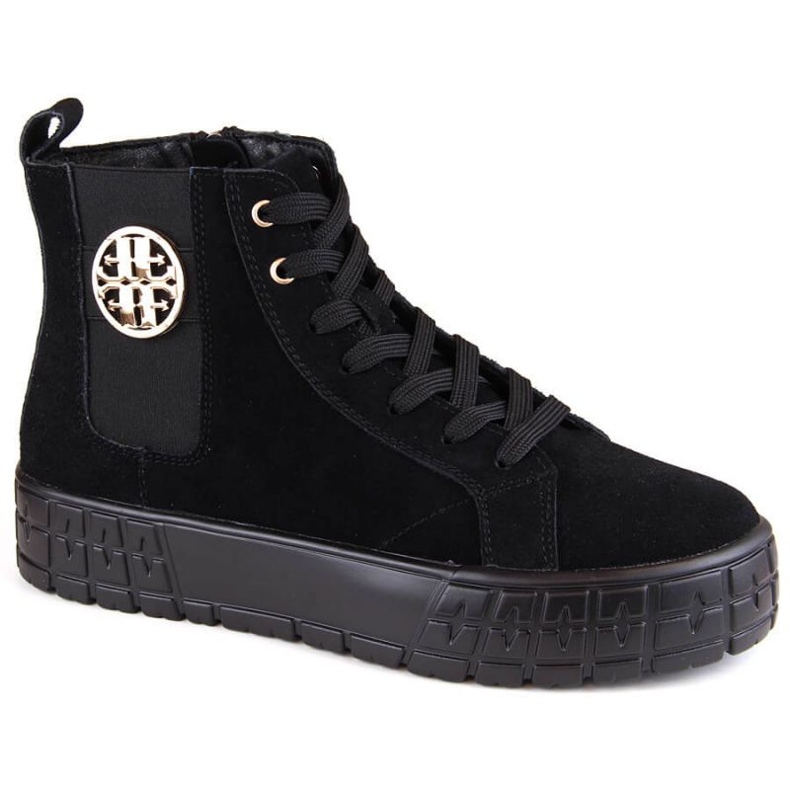 Filippo W PAW470 stövlar i svart isolerad mocka i läder på plattformen