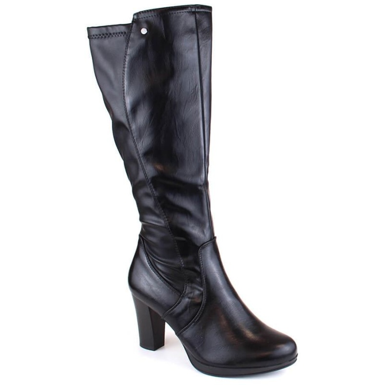 Högklackade stövlar med elastisk rygg, isolerad M.Daszyński W SAN27A, svart