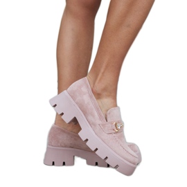 Rosa mockasiner med spänne och strass från Gaiola