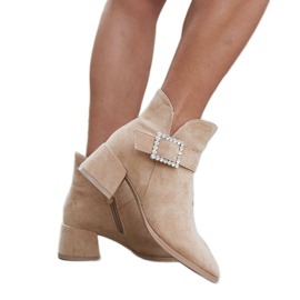 Caramel boots med Anibal zirkoner beige