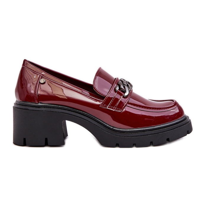 WS1 Lackade damskor med låg klack, Burgundy Blimma röd