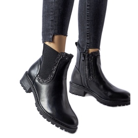 Svarta ankelboots dekorerade med Emidio glitter