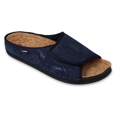 Inblu damtofflor med korkinlägg 155D140, marinblå, med kardborreband