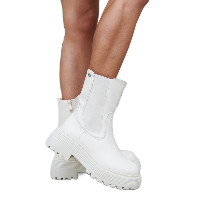 Krämisolerade ankelboots på Rinaldo-plattformen beige