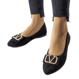 Svarta balettlägenheter med dekorativt Secondo-spänne