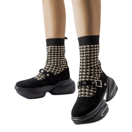 Ivana svarta houndstooth ankelboots