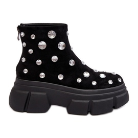 S.Barski Mockaisolerade stövlar med kristaller D&amp;A MR870-83 Svart