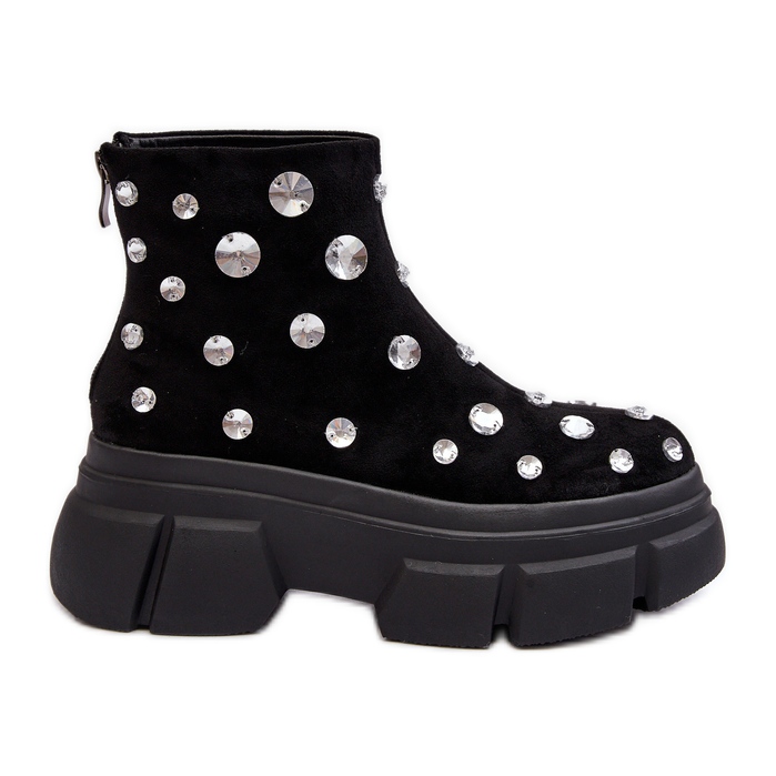S.Barski Mockaisolerade stövlar med kristaller D&amp;A MR870-83 Svart