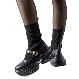 Svarta ankelboots med ovandel i strumpan från Ivana