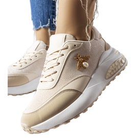 Beige och vita sneakers med dekorativ Acciano-tråd