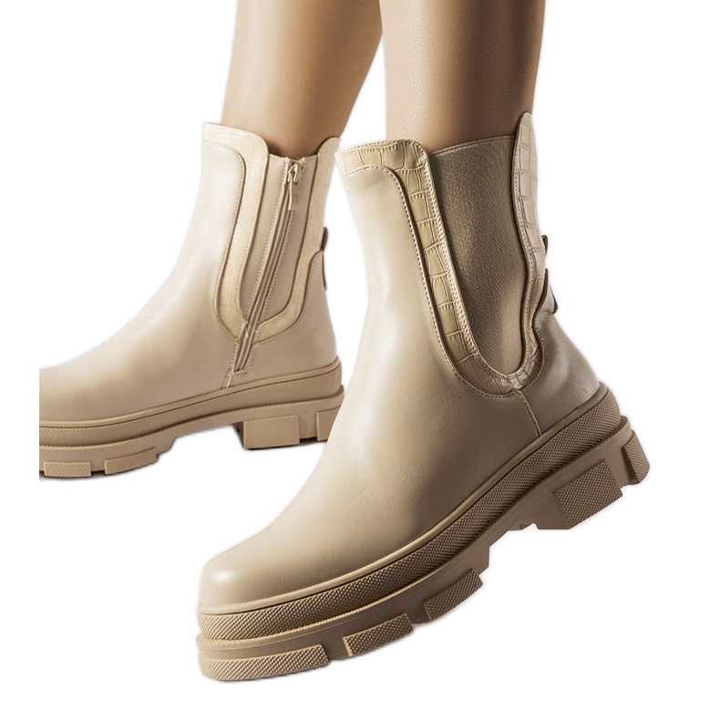 Beige sneakers med massiv Torin-sula grön