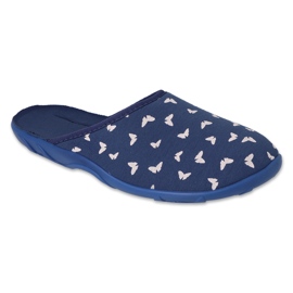 Befado damtofflor 235D192 blå med vita fjärilar