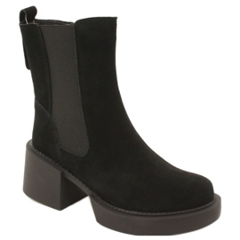 Filippo Svarta högklackade ankelboots i lädermocka