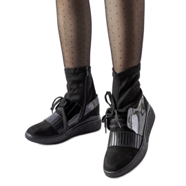 Svarta Spoleto kilstrumpa ankelstövlar